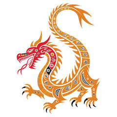 Ornate Chinese Dragon Illustration mythical creature