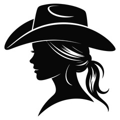 Silhouette of a Woman Wearing a Cowboy Hat female western