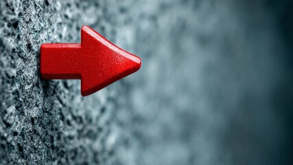 Navigating the Course: A vivid red arrow points the way forward against a textured gray background, symbolizing direction, guidance, and progress.