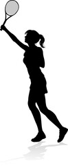Obraz premium A tennis player woman silhouette sports person design element
