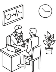 Corporate Health care line art vector.
