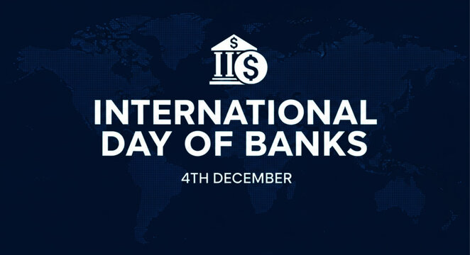 International Day of Banks Text with Dollar Sign Icon and Date