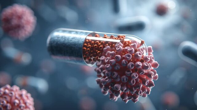 Close-up drug micro vector aligning to receptor by intelligent targeting field metaphor, soft science composition, receptor targeted treatment