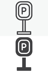Parking signal line and solid vector icon set in different style