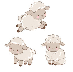 Hand drawn cute little lambs, kids print vector illustration