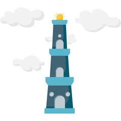 Lighthouse Building with Clouds