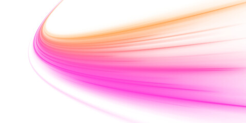 Fast pink and yellow neon trails twist like ribbons across a night city. Bright glowing streaks simulate motion and speed. Perfect for futuristic highways and digital art. PNG