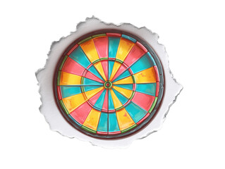 Obraz premium Dartboard with Colorful Sections on a Transparent Background