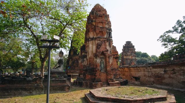 Ancient ruins of Wat Mahathat temple in Ayutthaya, Thailand. UNESCO World Heritage Site.