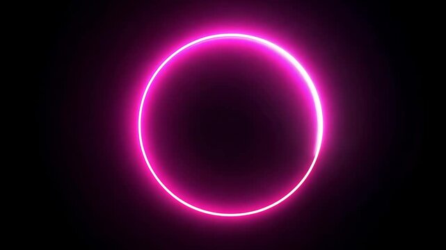 Bright pink neon glowing ring or eclipse effect on a black background