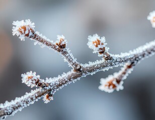 frost on branches, snow