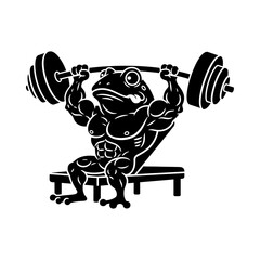 Frog Bench Press Silhouette Vector - Strength Gym Mascot