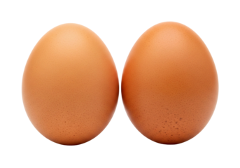 Two brown eggs on a transparent background, high-quality studio shot perfect for culinary or breakfast themes