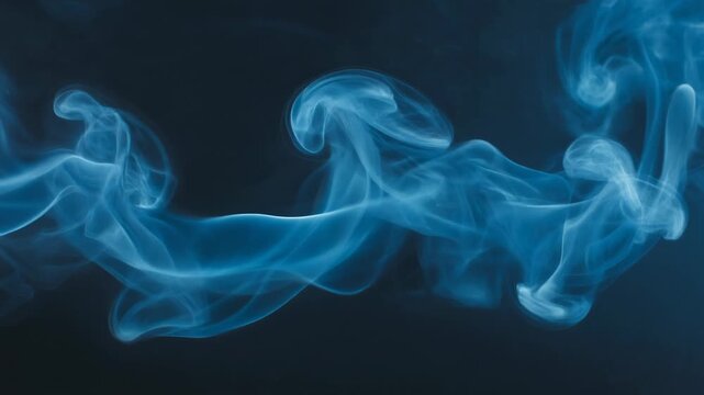 Captivating Blue Smoke Swirls on Dark Background for Artistic and Abstract Visuals