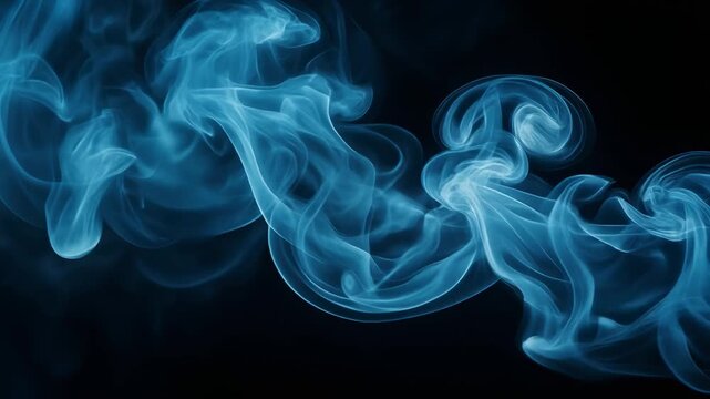 Beautiful blue smoke pattern on a dark background for creative projects and design inspiration