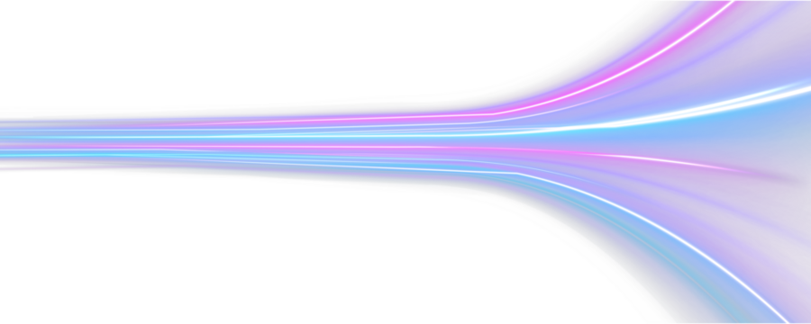 Fast magenta and cyan neon trails form twisting abstract paths. Motion blur adds speed and depth. Perfect for futuristic city, racing, and sci-fi backgrounds. PNG