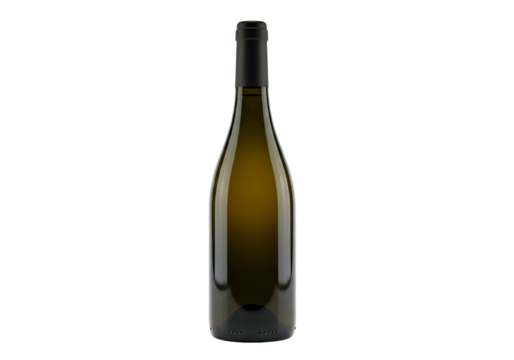 A clear image of a white wine bottle on a transparent background, perfect for product mockups and advertisements