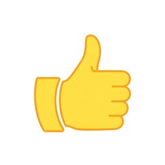 A bright yellow thumbs-up emoji symbol on a white background, representing approval, positivity, and encouragement.