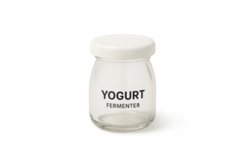 Empty glass yogurt fermenter jar with lid