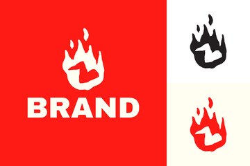 Hand Drawn Hot Spicy Wings Vector Logo Template