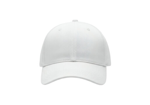 A clean white baseball cap on a transparent background, perfect for design mockups and apparel customization