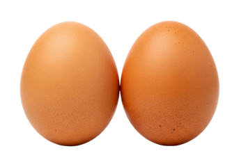 Two brown chicken eggs on a transparent background, perfect for culinary use