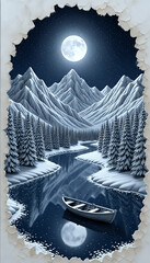 Naklejka premium Mountain and forest in winter cover with snow I Wall Decor 