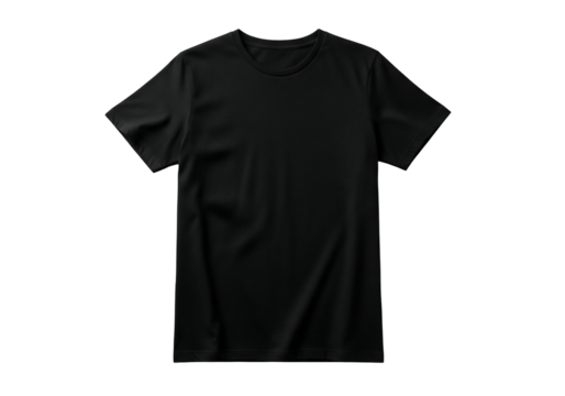 Plain Black T-Shirt Isolated on Transparent Background