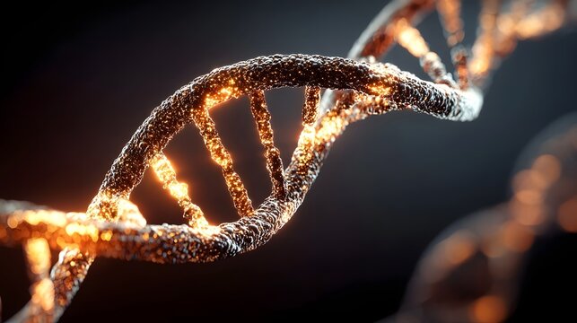 Glowing abstract DNA double helix structure with science theme