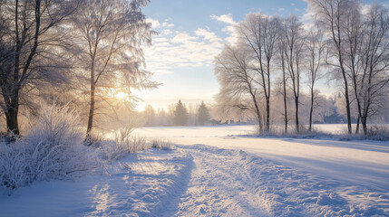 Beautiful snow winter landscape. Winter landscape. Beautiful wintry landscape