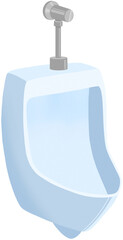 Wall-Mounted Urinal with Flush Valve Illustration