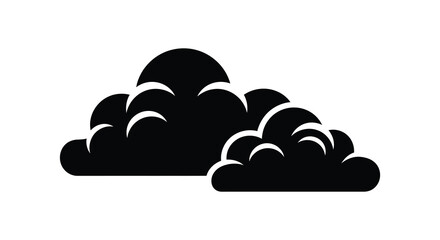 Two fluffy clouds in simple black and white silhouette