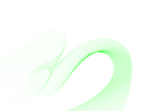 Abstract green curved line art isolated on transparent background, creating a mesmerizing and modern design element