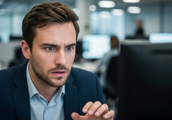 Overwhelmed in the Office: A Professional Confronts Unexpected Screen Shock During a High-Pressure, Emotionally Intense Workday Moment.