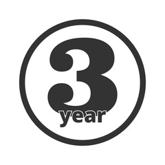 3 years icon isolated on transparent background