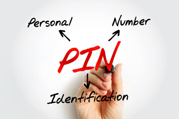PIN - Personal Identification Number acronym with marker, technology concept background