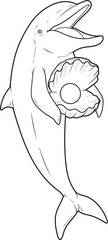 Dolphin Pearl Animal Vector Graphic Art Illustration