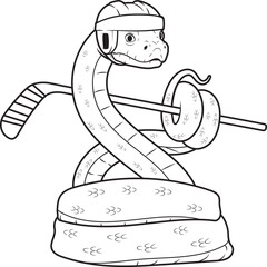Snake Ice hockey Ice hockey stick Sports Animal Vector Graphic Art Illustration