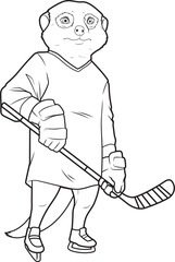 Meerkat Ice hockey Ice hockey stick Sports Animal Vector Graphic Art Illustration