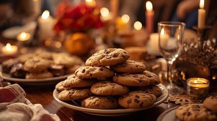 christmas cookies and candle