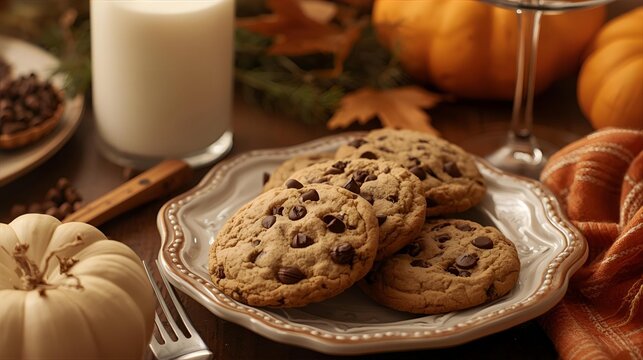 chocolate chip cookies and milk