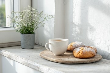 Charming kitchen setup with aromatic drinks and freshly prepared delights