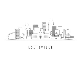 Obraz premium Detailed Louisville skyline vector illustration. Louisville buildings in line art style, perfect for modern designs.