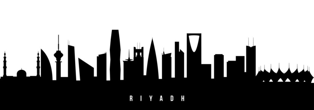 Vector silhouette illustration of Riyadh City urban skyline. Modern minimalist cityscape graphic, perfect for travel, banners or backgrounds.