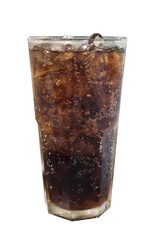 Glass of iced cola drink isolated on transparent background
