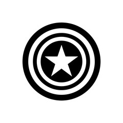 Black and white shield with star in the center art on transparent background silhouette