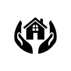 House protected by hands home safety and security on transparent background silhouette