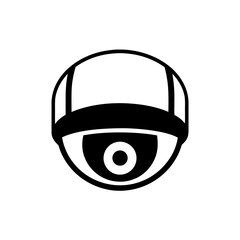 Illustration of a security camera in black and white on transparent background silhouette