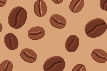 Coffee beans Background, Vector coffee pattern with random beans. seamless pattern. coffee background. Coffee Beans Illustration