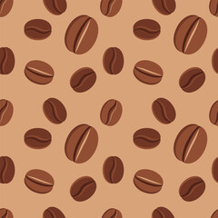 Coffee beans Background, Vector coffee pattern with random beans. seamless pattern. coffee background. Coffee Beans Illustration
